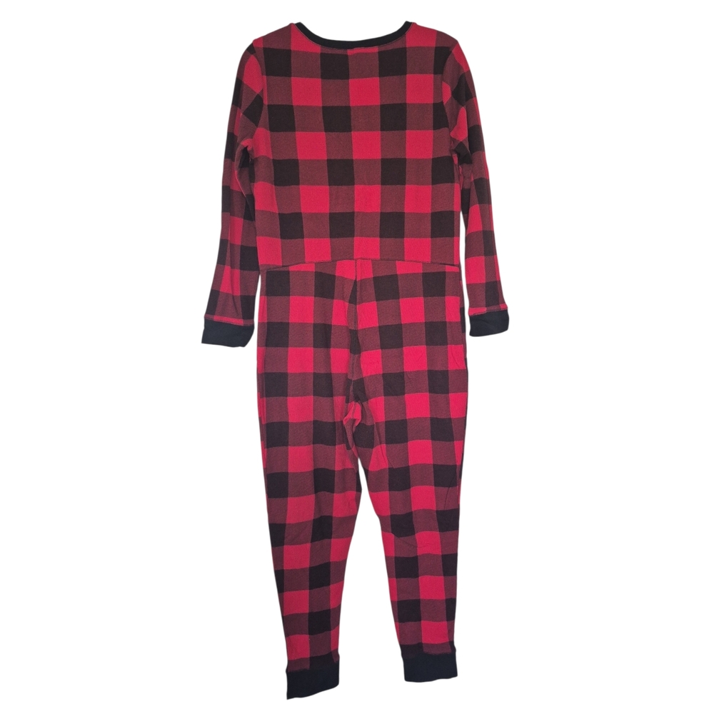 Old Navy Women's Red and Black Plaid Pajama Onesie Sz L - Picture 4 of 8